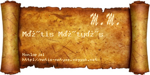 Mátis Mátyás névjegykártya